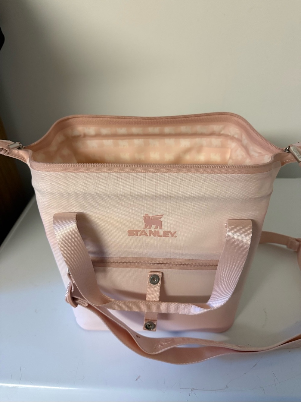Stanley Light Pink Tote with Top Zip and Front Pocket
